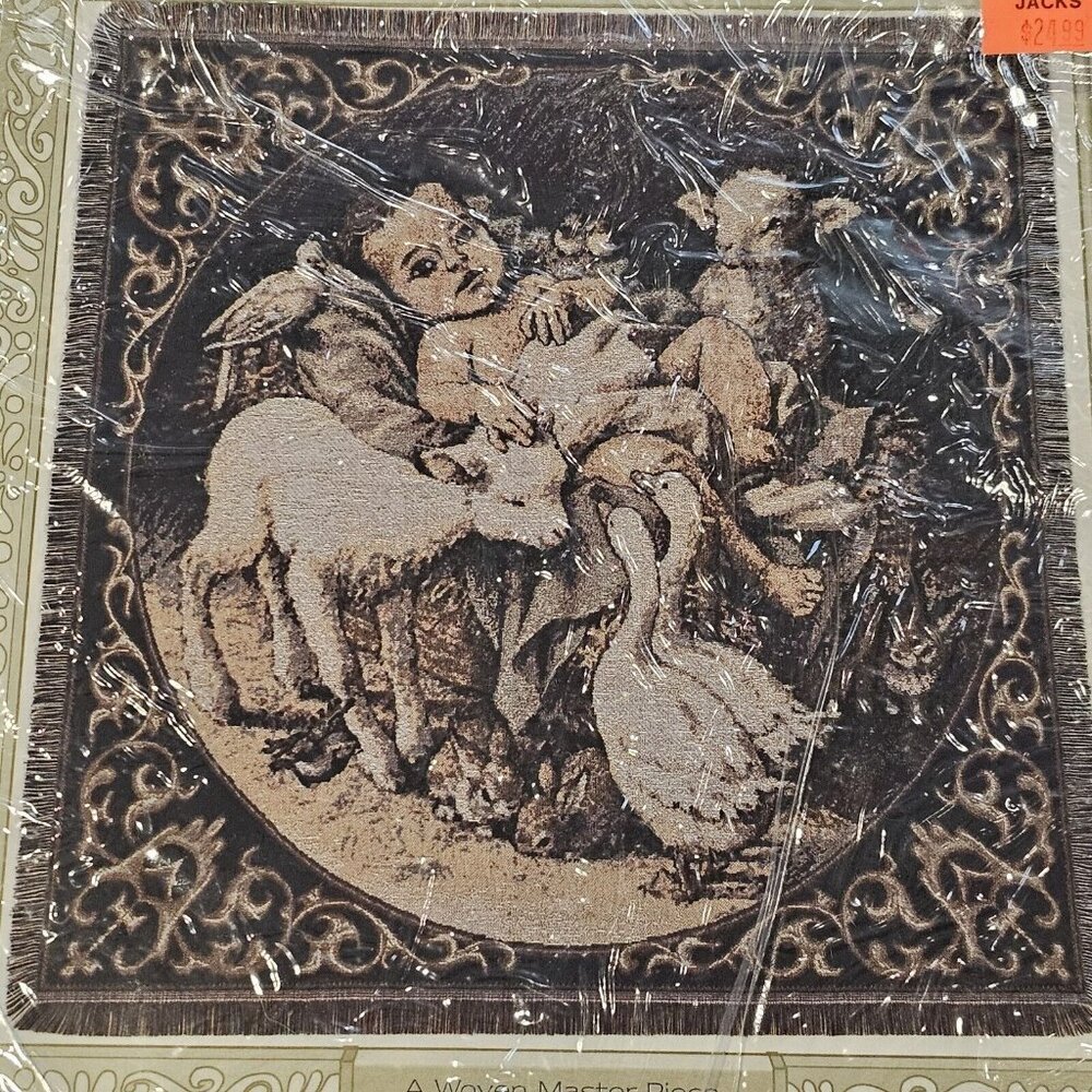 VTG 90s American Weavers Christmas Nativity Baby Jesus Tapestry Throw Blanket‎